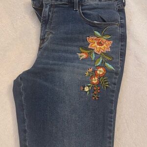 Old Navy Blue Jeans with Floral Embroidery